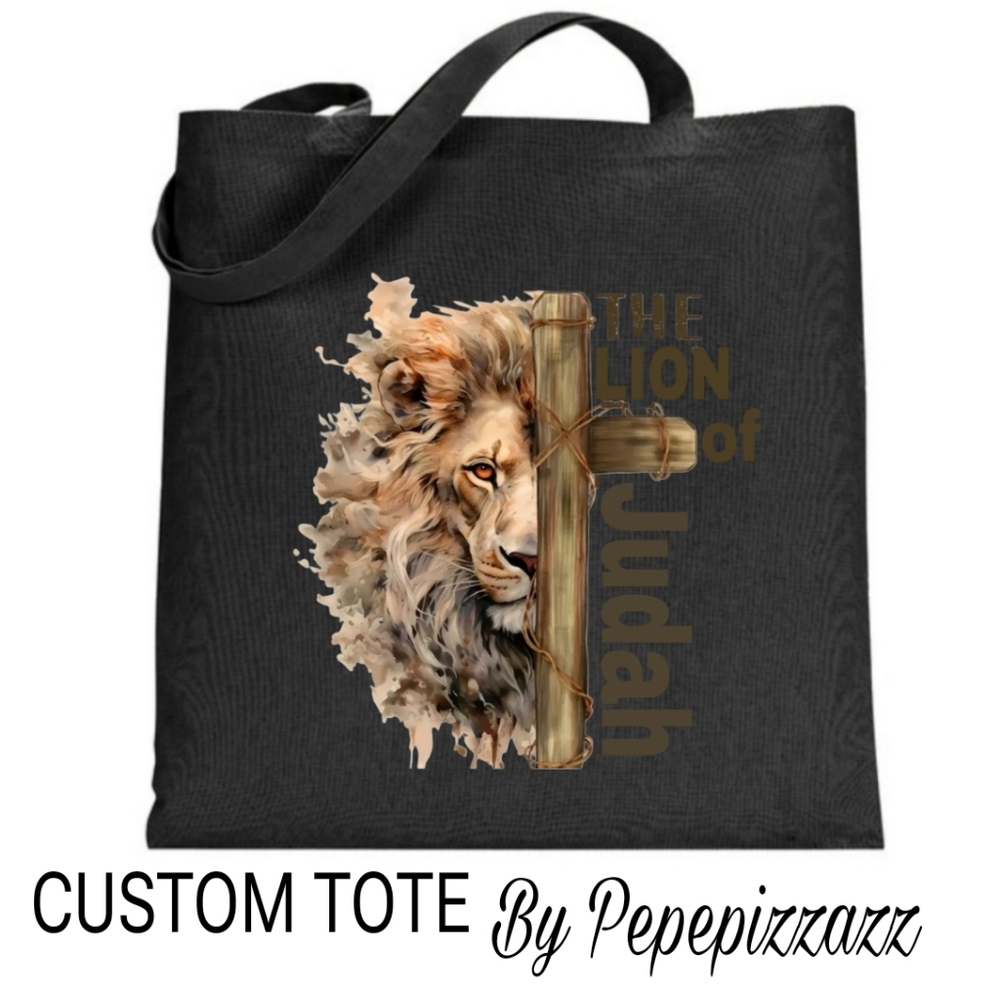 LION OF JUDAH TOTE CUSTOM BAG Natural Canvas tote MADE IN USA - Picture 2 of 3